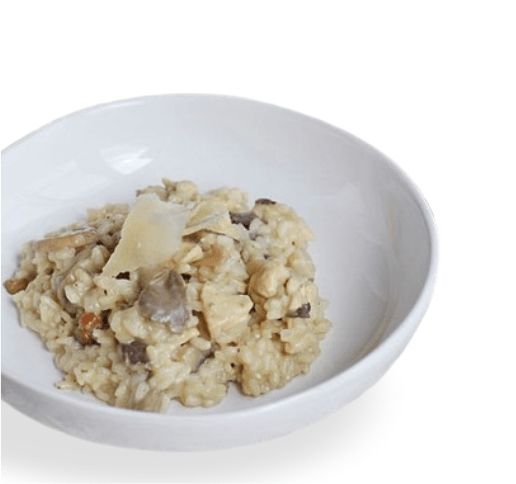 Risoto de setas pollo y champiñon con parmesano